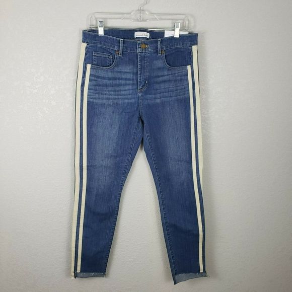LOFT Denim - LOFT 31/12 side trim tuxedo stripe skinny jeans